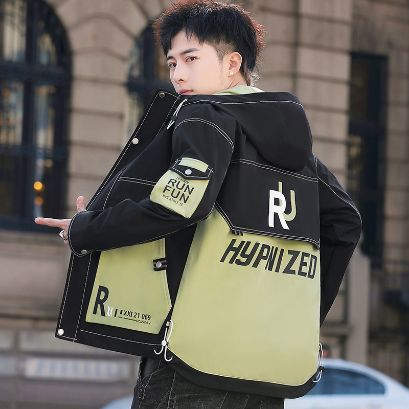 

2021 New Spring Autumn Big Pockets Casual Jacket Hooded Printed Hip Hop Fashion Coat Men High Quality Size M-4xl Dropshipping 6yf0, Black