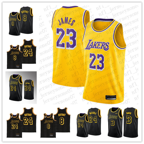 

2021 Men women LosAngelesLakersBryantLeBron James AnthonyDavis 2020 Finals Black Mamba Dual Number Jersey