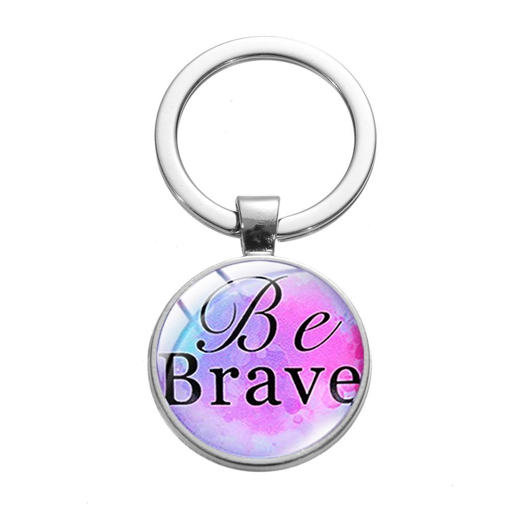 

believe Faith Glass Round Keychain Be Happy Live in the Moment Inspirational Word Novelty Gradient Color Key Chain Gift