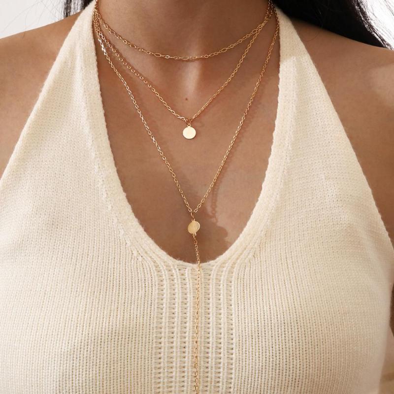 

Pendant Necklaces Bohemian Fashion Vintage Disc Multilayer Necklace Woman Elegant Engagement Wedding High Jewelry Accessories