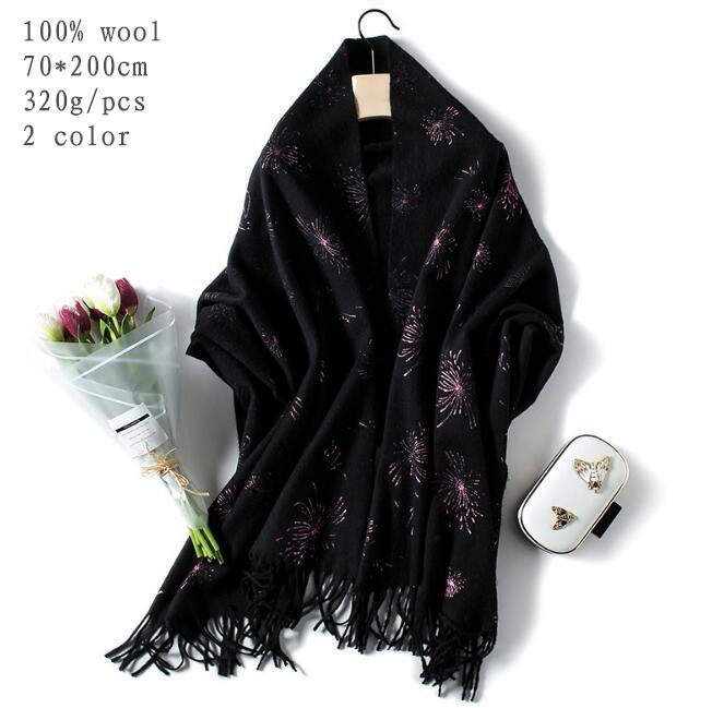 

Scarves Naizaiga Inner Mongolia Thick Winter Pink Flower Women Scarf Grey Brand Shawl ,DX26