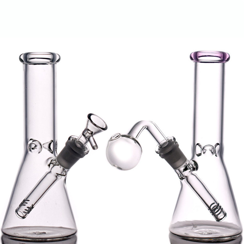 

Dhl free Beaker bong dab oil rig Ice thick Wall Super Heavy glass water pipe with 14mm glass oil burner pipe and downstem bowl