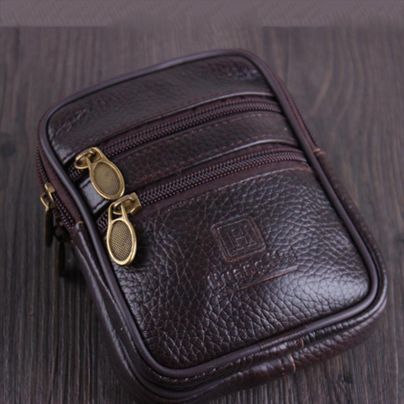 

bycobecy vintage cow leather multi function men waist pack wear resistant outdoor purse wear belt pocket phone coin waist bag