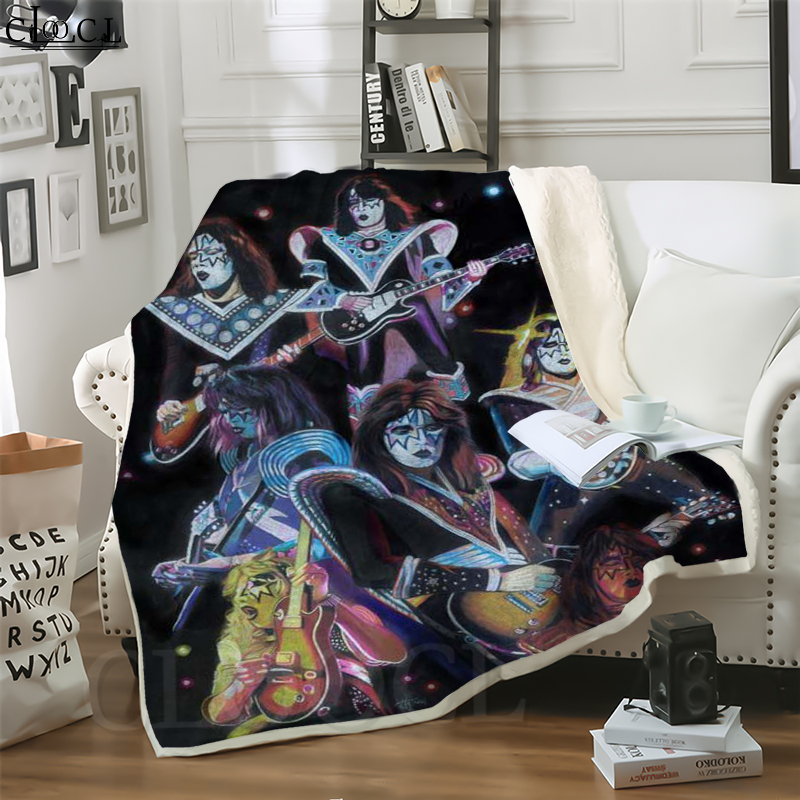 

CLOOCL Hot Hard Rock Kiss Band 3D Print Hip-hop Style Air Conditioning Blanket Teens Bedding Throw Blankets Plush Quilt