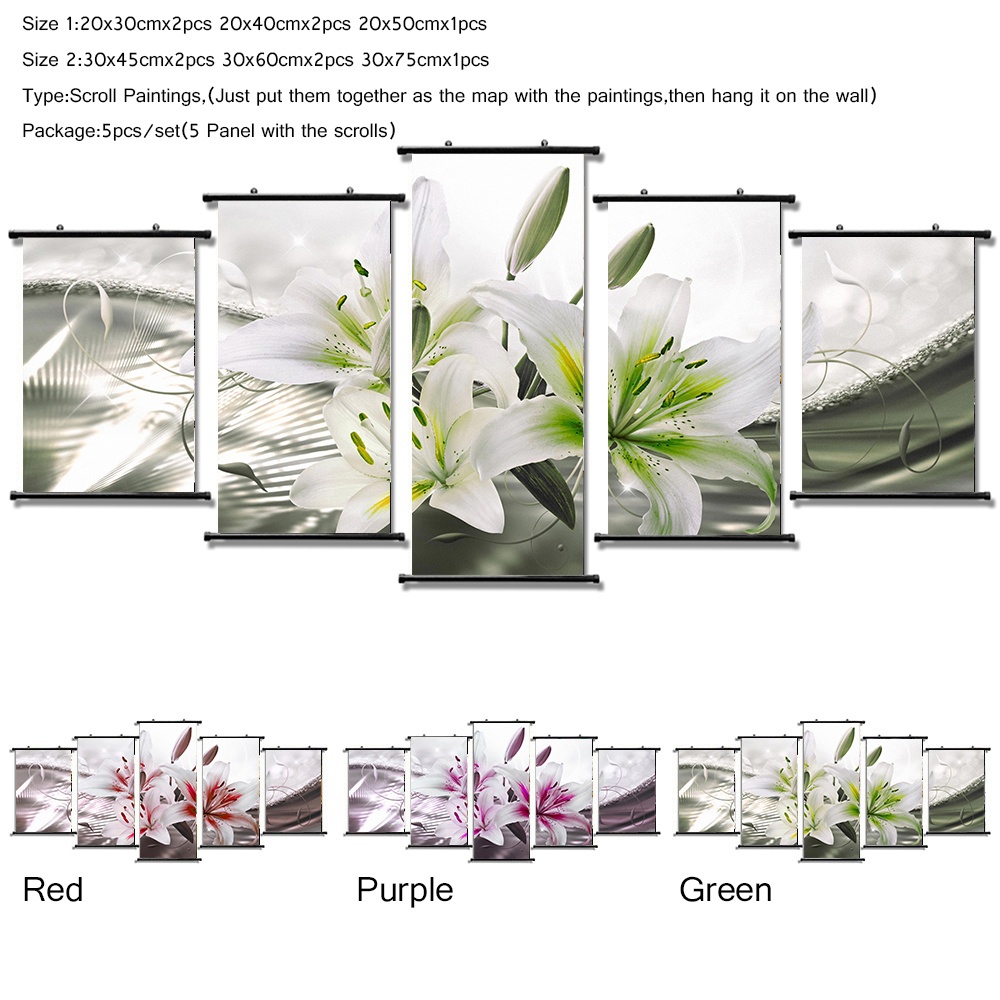 Ready To Hang! 5PCS/Set Abstract Paintings Shine Flower of Orchid Art Print Canvas Wall Picture Home Decoration-image-730780457