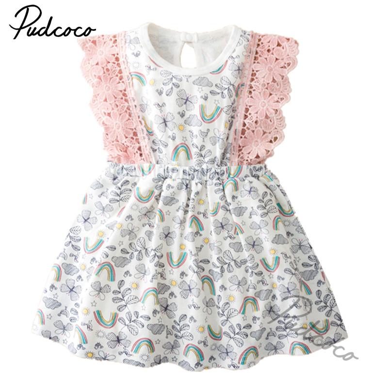 

Girl's Dresses Infant Born Baby Girls Lace Sleeve Rainbow Butterfly Dress 3-24M Casual Princess Colorful Gown 2022 Summer Clothing, Red;yellow