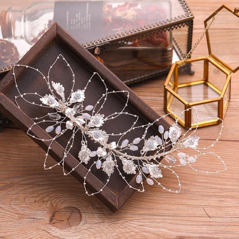 

Hair Clips & Barrettes Trendy Wedding Accessories Rose Gold Headdress Rhinestones Band Bride Flower Tiara Handmade Ms Jewelry, Golden;silver