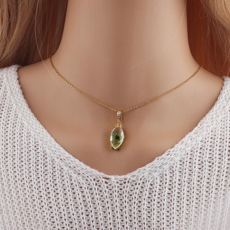 

Pendant Necklaces Fashion Transparent Demon Eye Enamel Rainbow Necklace For Women Copper Gold Plated Personalized Style Jewelry