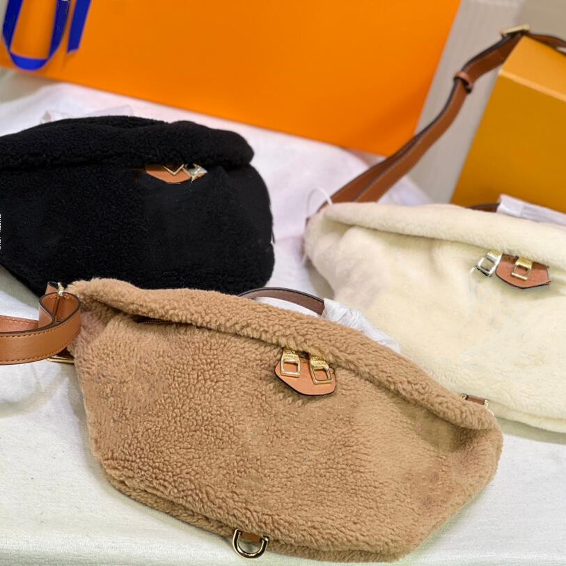 

Winter Belt Waist bag Chest Pack Plush Handbags Purse Fannypack Women Crossbody Bags Classic Letter Old Flower Fuzzy Handbag Wallet