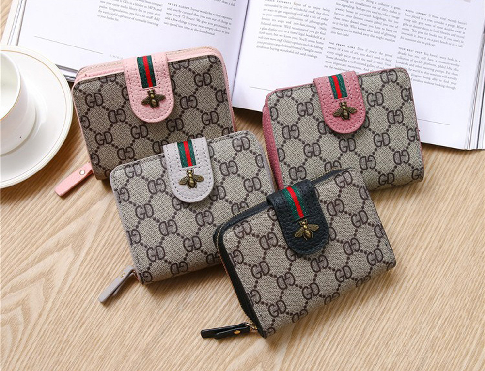 

4 colors bee wallets for women girl fashion print bag cases card holder, Without box