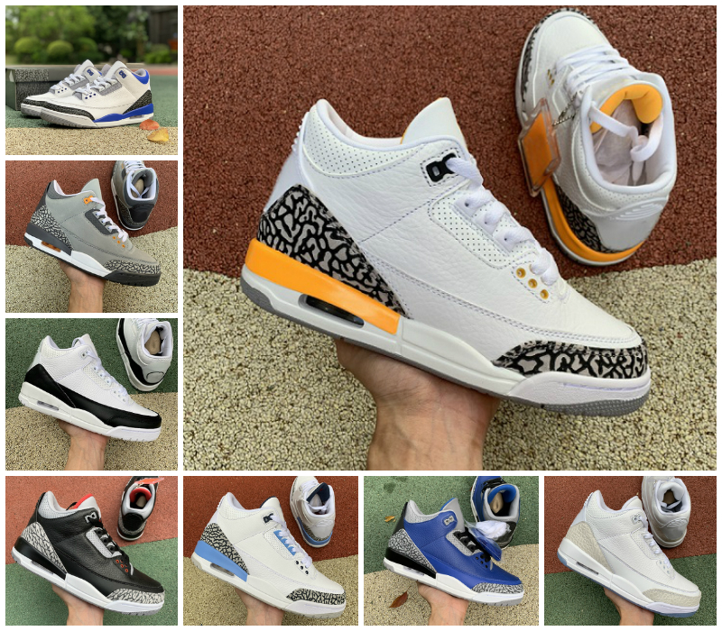

Top Quality Jumpman Racer Blue Mens 3 3s Basketball Shoes UNC Fragment Midnight Navy Georgetown Black Cement Cool Grey Infrared 23 Laser Orange Trainers Sneakers, Bubble package bag