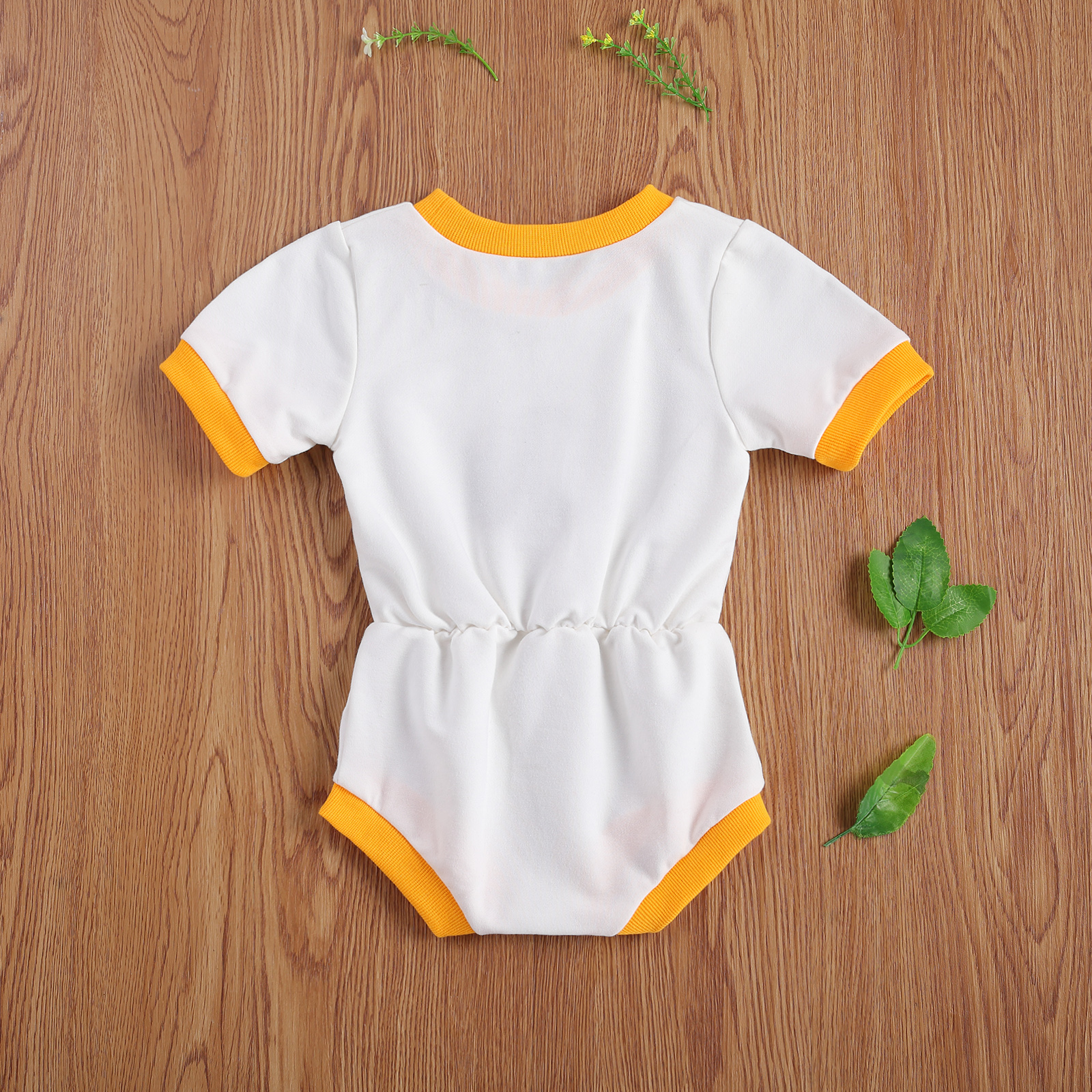 

0-24M Newborn Toddler Baby Boy Girl Summer Romper Short Sleeve Cotton Rainbow Printed Jumpsuit 2Styles, White