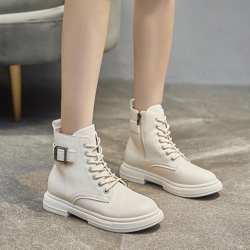

Boots Women Shoes Ankle 2021 Autumn British Wind Genuine Ladies Short Motorcycle Casual Women's Shoe, Black
