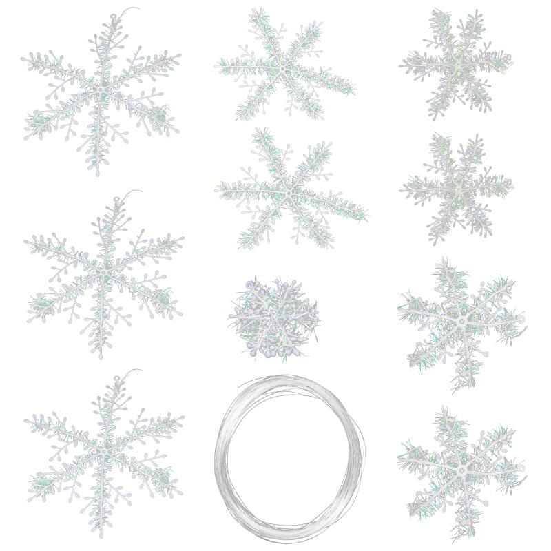 

Christmas Decorations 33Pcs Snowflake Pendants Hanging Plastic Snowflakes String
