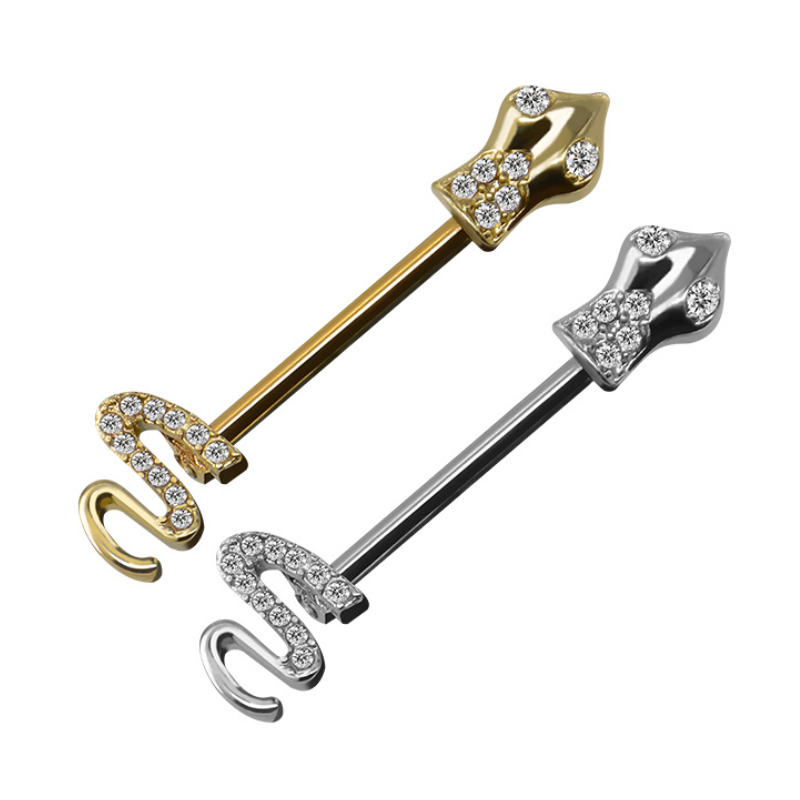 

Body Art Jewelry Snake Nipple Ring with Gem Alloy Chest Piercing Barbell For Men and Women