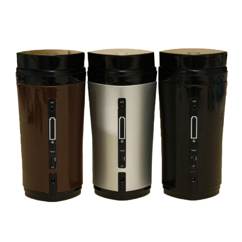 

Water Bottles Portable Automatic Coffee Stirring Cup Rechargeable Insulation USB Heating, Brown