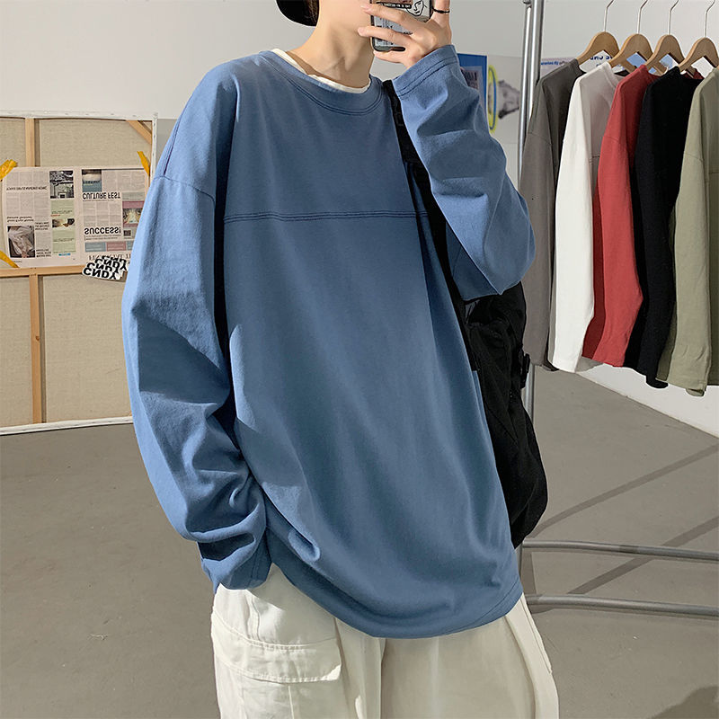 

2021 New Men's Loose Solid Coats Round Neck Long Sleeve Hoodies Cotton Casual Clothes Sweatshirts 6 Color Pullover Size -5xl 3dzp, Medium gray blue