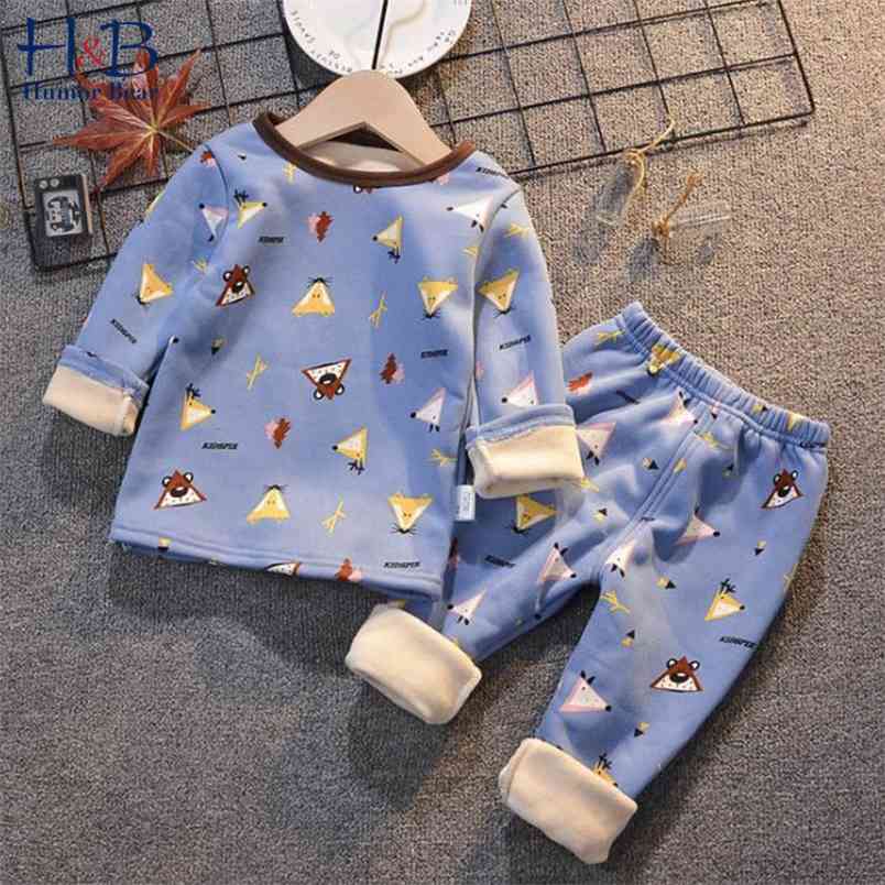 

Children'S Velvet Underwear Clothes Suits Baby Warmth&Thickening Autumn&Winter Home Clothing Boys& Girls Pajamas 210611, Bz1472 brown