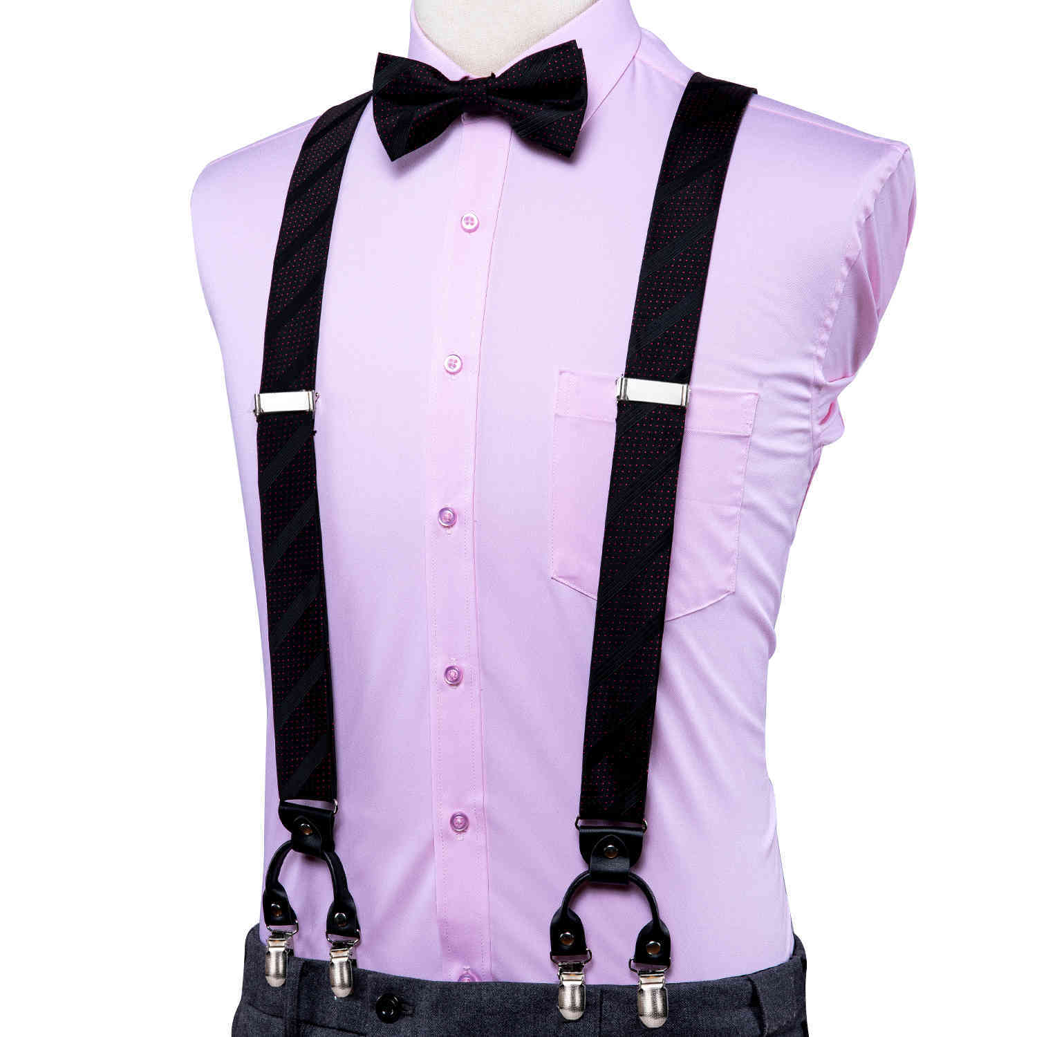 

Hi-Tie Designer Mens Wedding Party Suspender Braces Bow Tie Set High Quality Silk Luxury Vintage Fashion Elastic Suspenders