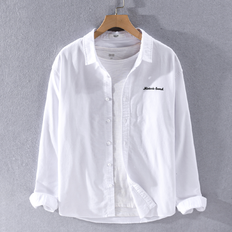 

2021 Soft Male Style Washed Oxford Cotton Shirt with Casual Long Sleeve All-match Solid White for Man Branded Shirts Dwxs, Games