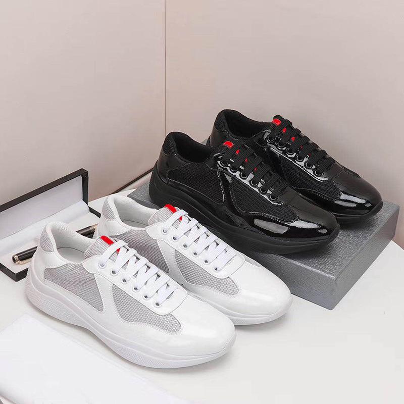 

Men America'S Cup Xl Leather Sneakers High Quality Patent Leather Flat Trainers Black Mesh Lace-up Casual Shoes Outdoor Runner Topshop999, Color 1