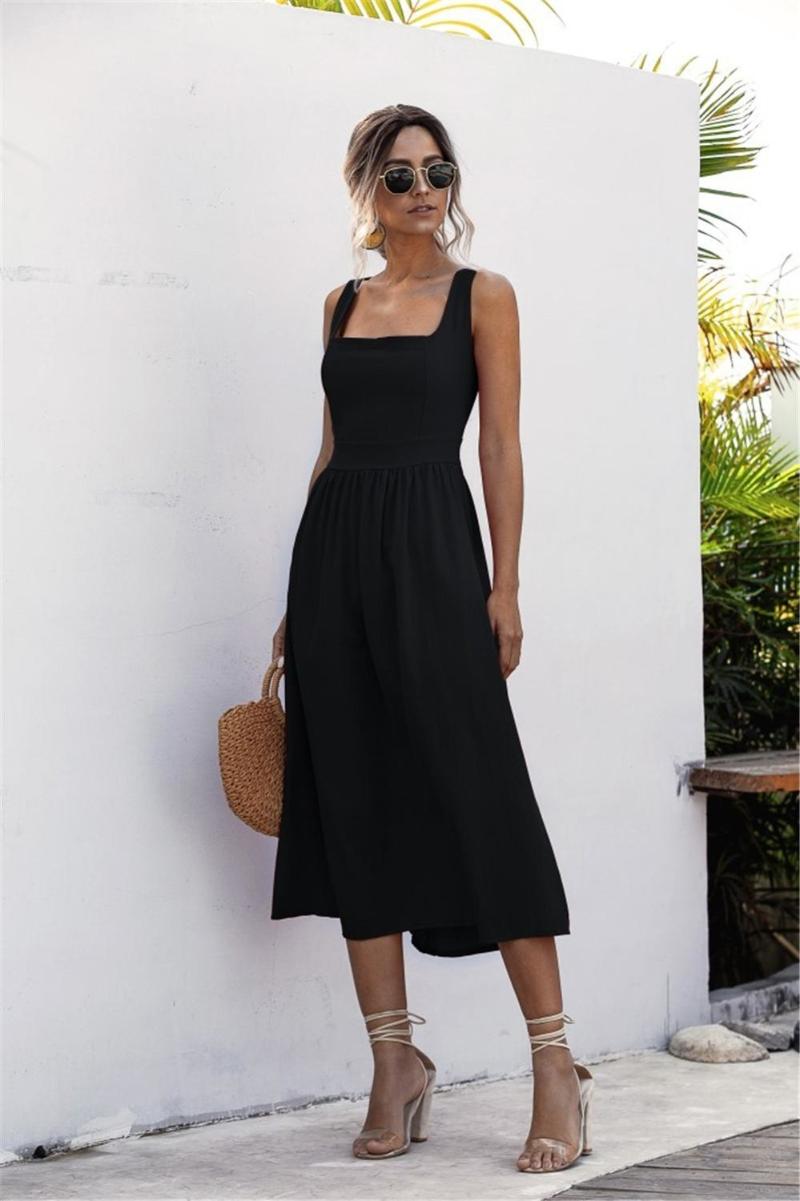 

Casual Dresses Summer Dress For Women, Women' Clothes, Bare Back, White, Black, Slippery, 2021, Square Neck