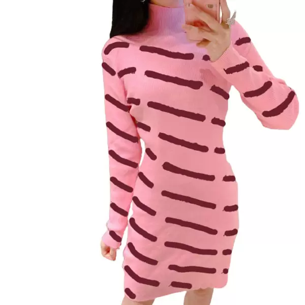 Automne Winter Femmes Pull Robe Robe High Col Long Pulls Elégante Femme Slim Fit Robes en tricot sexy