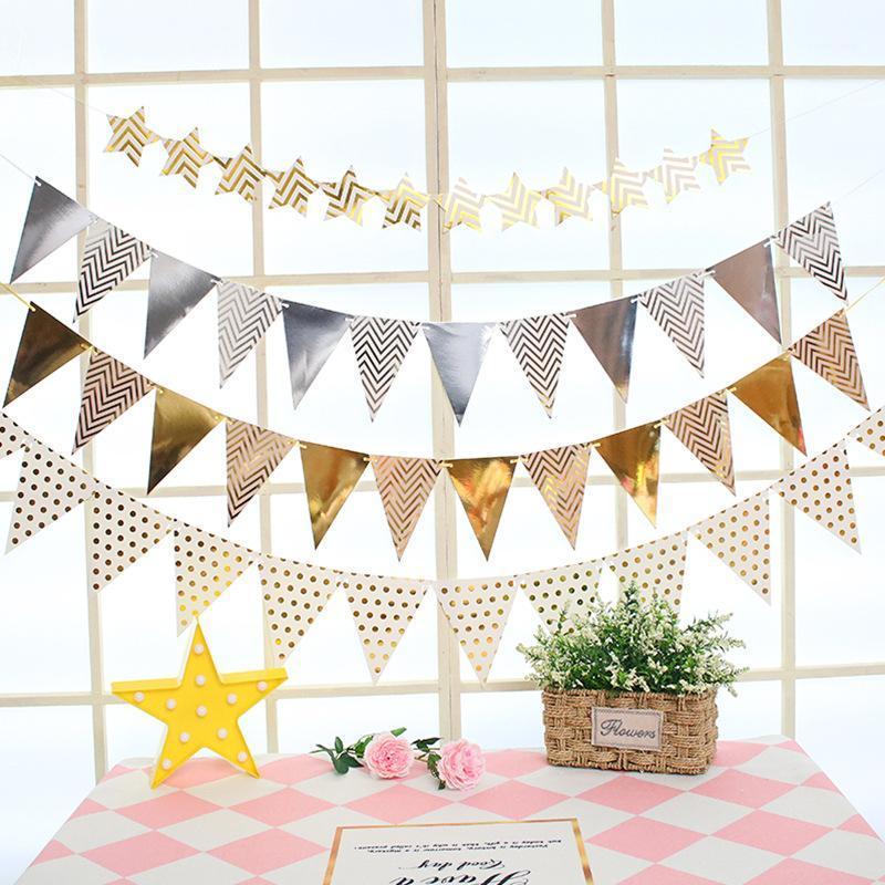 

Party Decoration 12 Flags 18cm Rose Gold Garlands Birthday Bunting Banners Pennant Baby Shower Wedding Garland Supplies