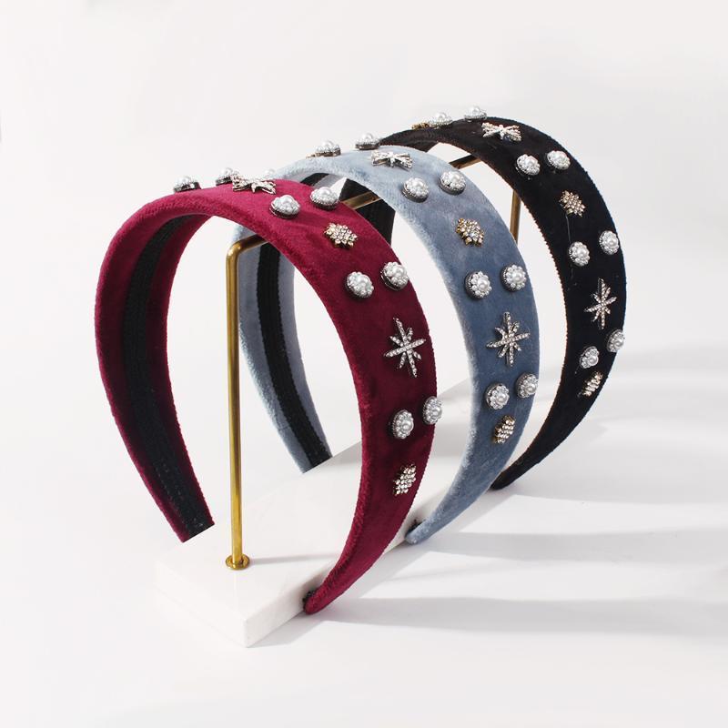 

Hair Clips & Barrettes Lalynnly Fashion Velvet Simulated Pearl Headband For Women Party Headdress Baroque Style Crystal Jewelry Hairband F26, Golden;silver