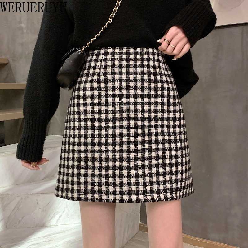 

WERUERUYU Skirts Women Retro Plaid Summer Mini Skirt A-line High Waist Students Arrival Fashion Girls Female Stylish 210608, Photo color