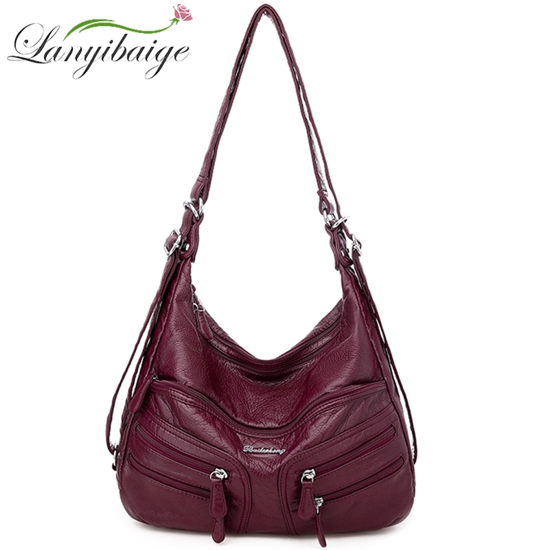 

LANYIBAIGE New Woman Crossbody Bags Luxury Leather Soft Handbags Woman Bag Designer Famous Brand Shoulder Bags For Women 210226