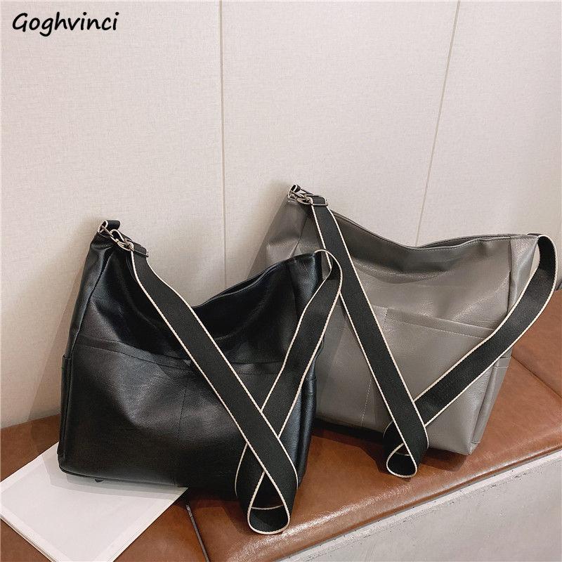 

Evening Bags Women Shoulder Vintage Office Lady Thread Soft PU Leather Bucket Bag Underarm Crossbody Large Capacity Retro All-match