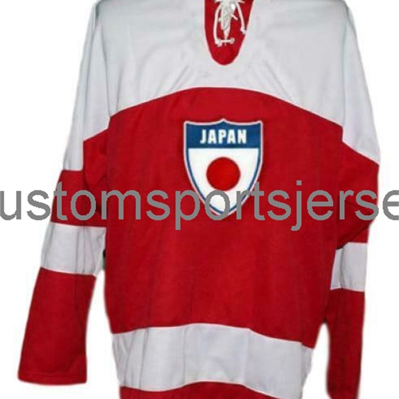 

Any Name Number Japan Retro Custom Hockey Jersey Red WENDLING All Embroidery -6XL