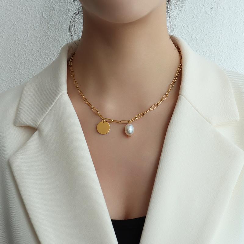 

Chokers Pearl Charm Gold Chain Choker Silver And Plated Necklace Customize Name Pendant Short