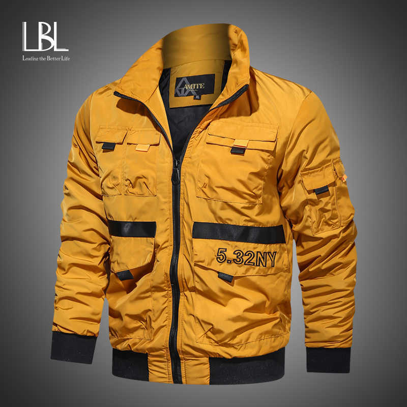

LBL Autumn Mens Jackets Bomber Jacket 2020 Casual Military Cargo Jacket for Men Zipper Jacket Pocket Brand New Men Clothing X0621, Fk063 black
