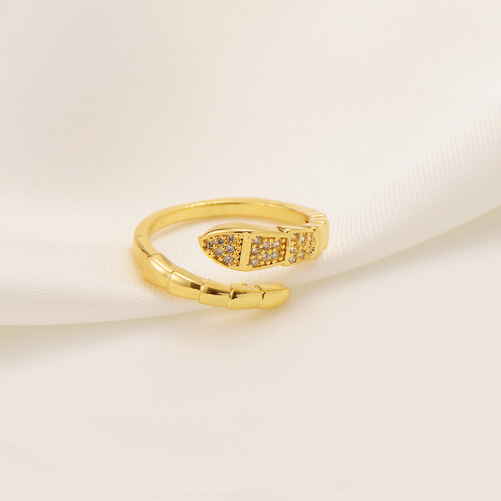 UNUSUAL 22k Fine Solid 18ct Stones THAI BAHT G/F Gold Over Simulant Diamond Cocktail Vintage Snake-Coil Ring COILED ART DECO INS-image-721018566
