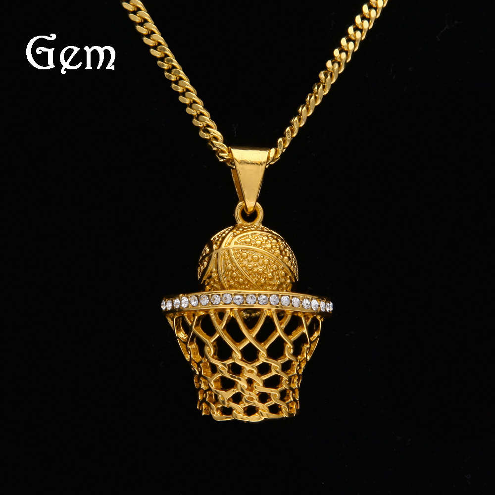

Fashion brand jewelry simple diamond basketball frame shooting pendant hip hop items of DJ nightclub