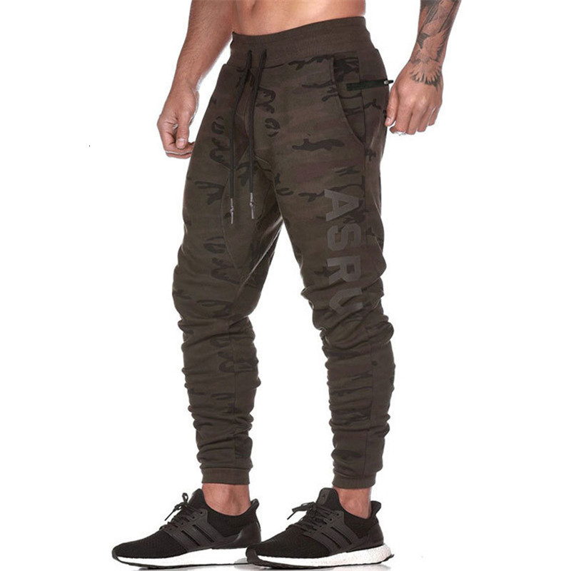 

2021 Asrv Men's New Camouflage Jogging Tactical Harajuku Letter Printed Stacked Casual Gym Trousers Man Hip Hop Track Pants W6p9, Khaki