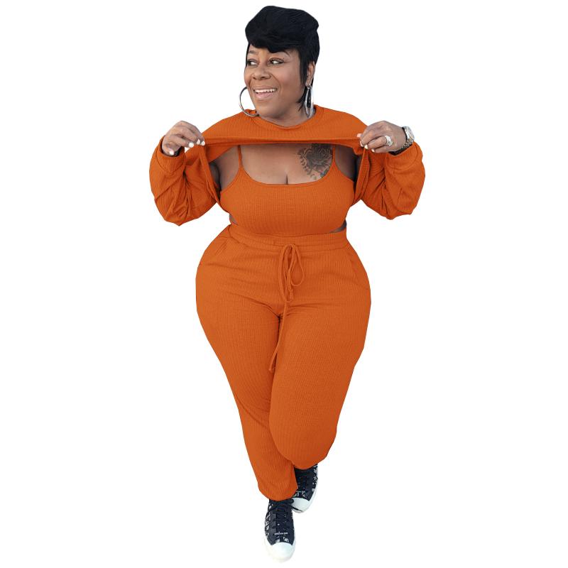 

Plus Size Tracksuits Jogging Suits For Women 3 Piece Set Long Sleeve Crop Tops And Skinny Pants Track Suit Winter Fall Outfits 4XL 5XL, Pink