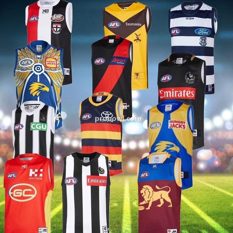 

2019 2021 Fashion AFL jersey GWS Giants geelong cats Essendon Bombers Adelaide Crows Collingwood GUERNSEY 19 20 Rugby Jerseys League singlet