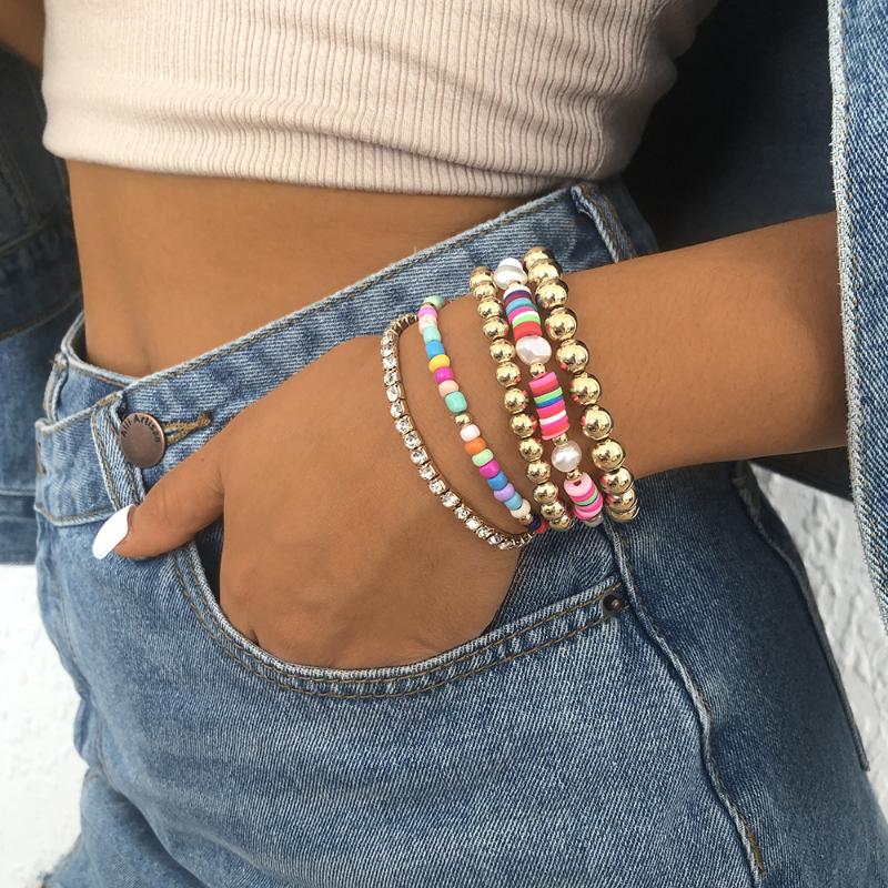 

Charm Bracelets Lalynnly Bohemian Beads For Women Temperament Flowers Daisy Pearl Bracelet Boho Jewelry Gifts Wholesale B1378, Golden;silver