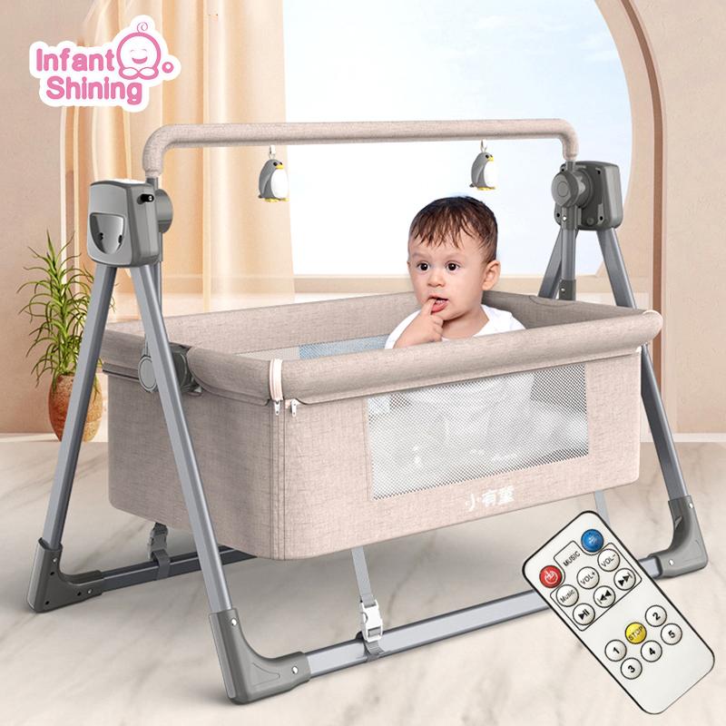 

Baby Cribs Born Crib Remote Control Electric Cradle Rocking Bed Smart Soothing Artifact Sleeping Basket