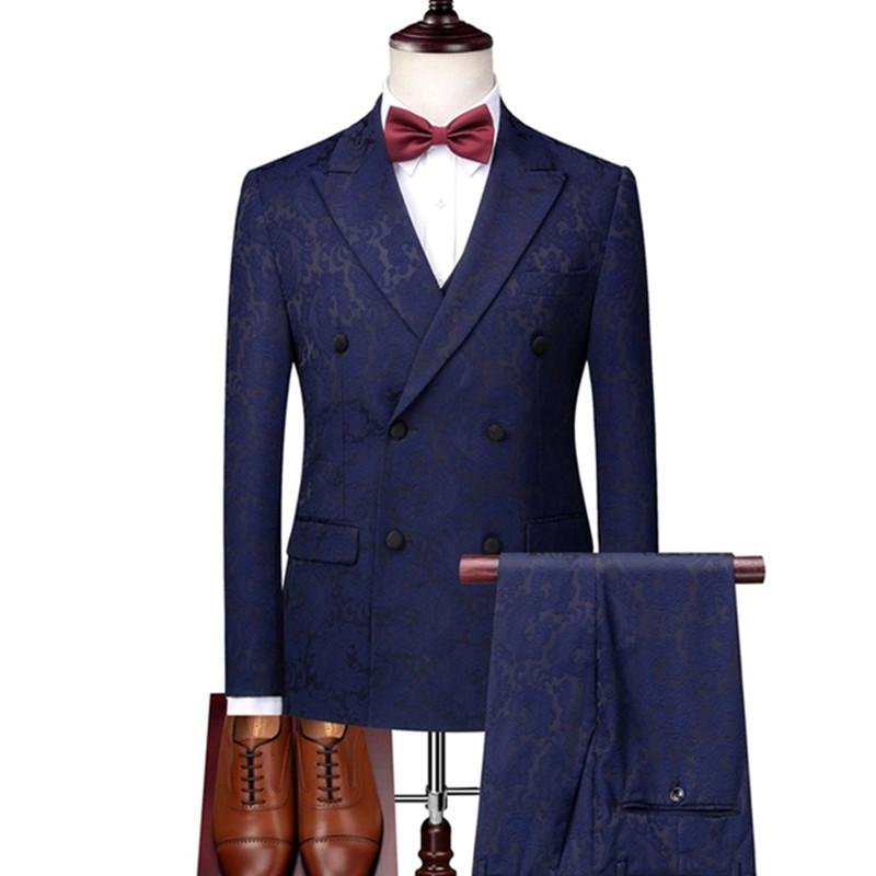 

Men's Suits & Blazers Blazer Pants Vest Suit 3 Psc Sets Groom Wedding Party Dress Jacket Coat Trousers Jacquard Design High Quality Slim Tux, Xz141 black