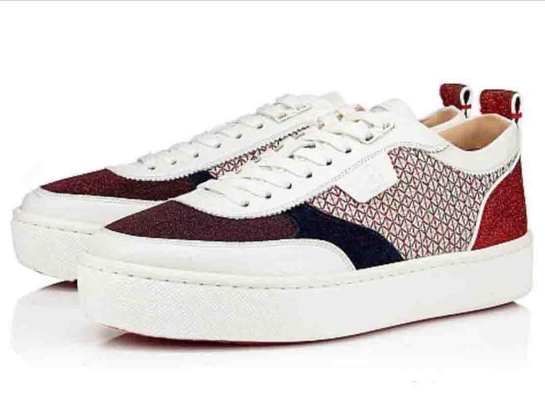 

Dress Shoe High Quality Favorite Top Sneakers Sports Low Cut Men Happyrui Spikes Flats Red Bottom Sneaker Shoes Man Rivets Casual Fashion Sport, Black