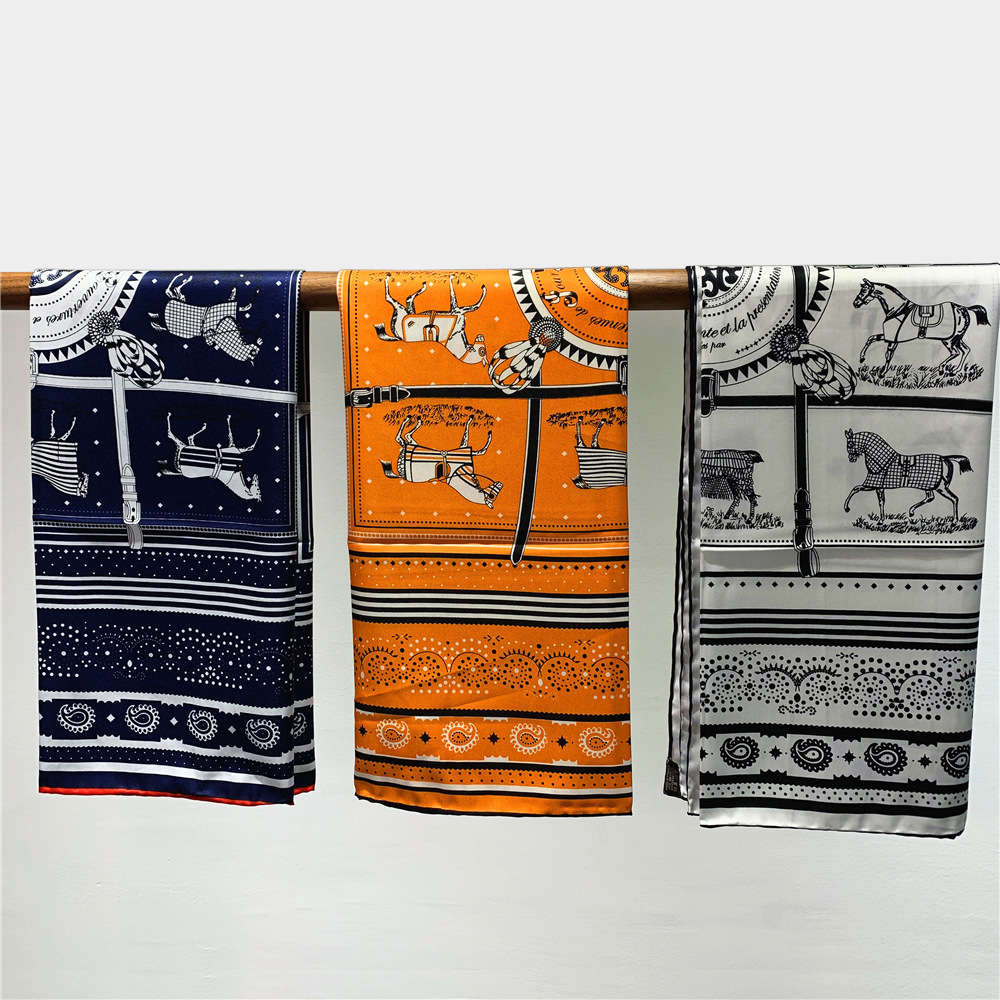 

90cm versatile new hand curled Plaid horse zhanma women's Square sunscreen Shawl Scarf, Blue;gray