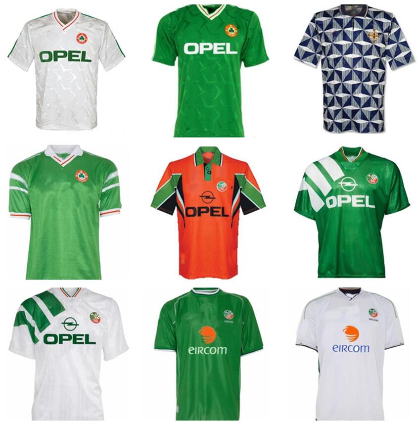 

90 91 92 93 Northern Ireland Retro Mens Soccer Jerseys Classic National Team Away Gray White Football Shirt Short Sleeve Adult Uniforms, Black;yellow