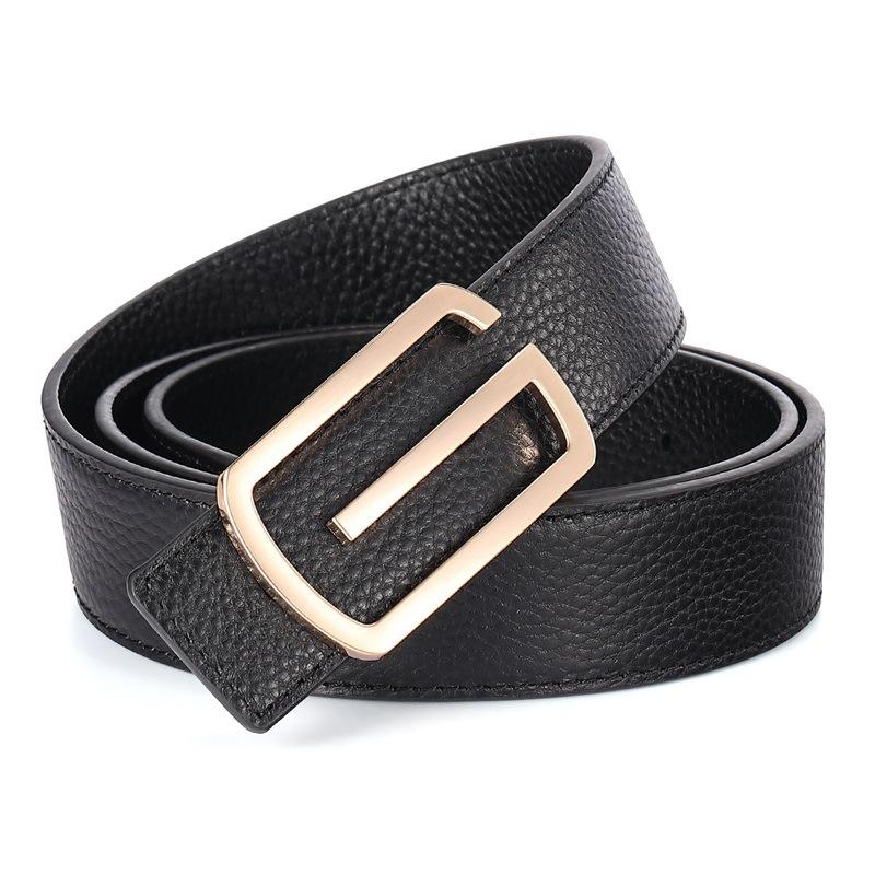 

Belts Leather Plate Buckle Belt Souvenir Gift Smooth Men's Business, Black;brown
