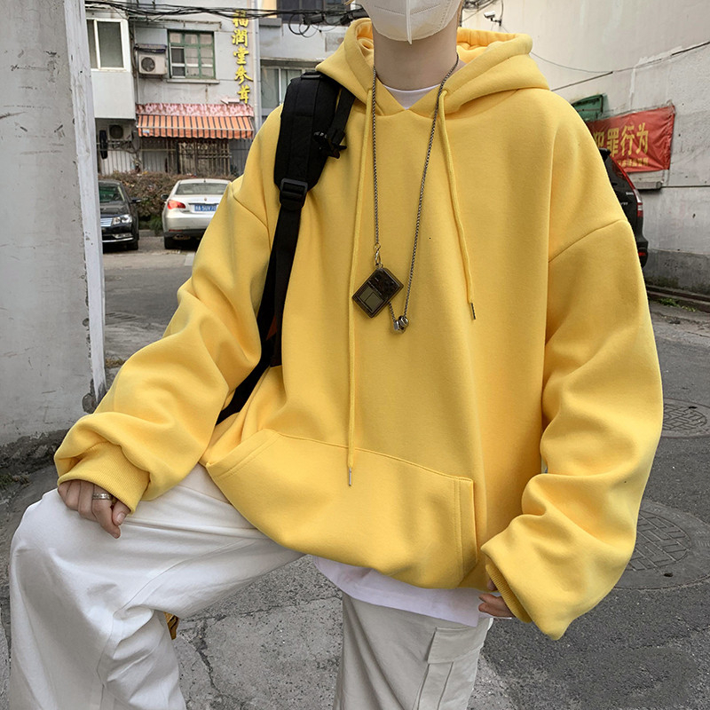

2021 New Men's Fashion Oversized Style Coats 13 Hooded Hoodies Cotton Clothes Casual Sweatshirts Solid Color Pullover -2xl Bhn7, Yellow