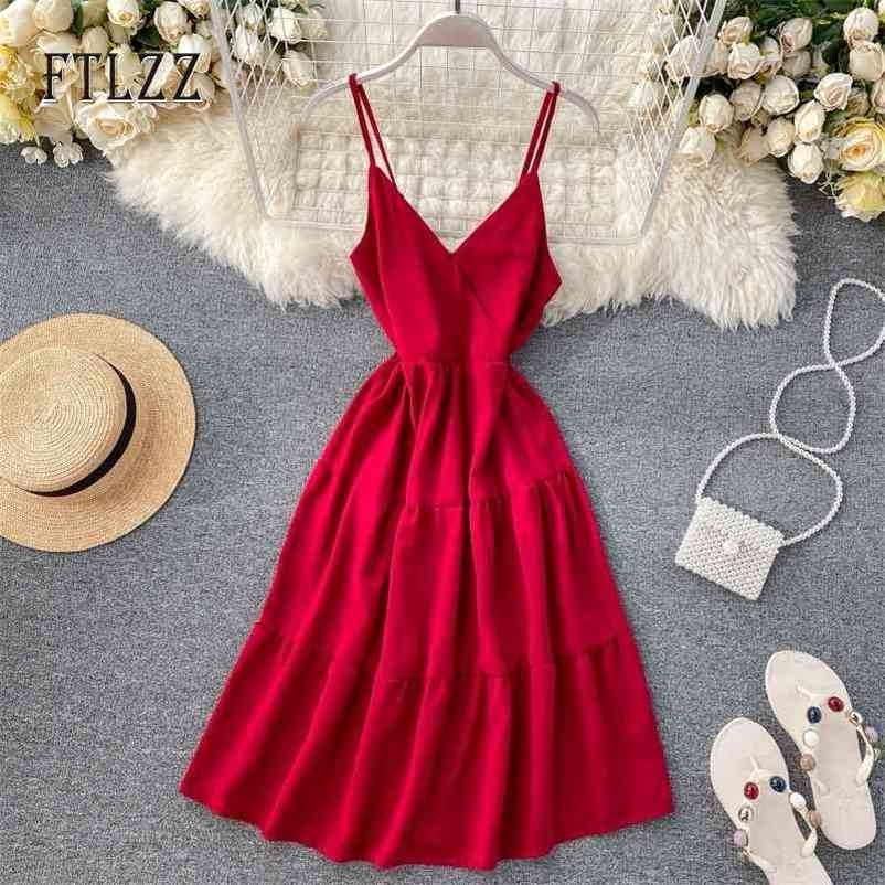 

Summer Beach Dress Vestidos Mujer Women Slim Sexy V-neck Spaghetti Strap Backless Layer Dresses Female Casual White Boho Robe 210602