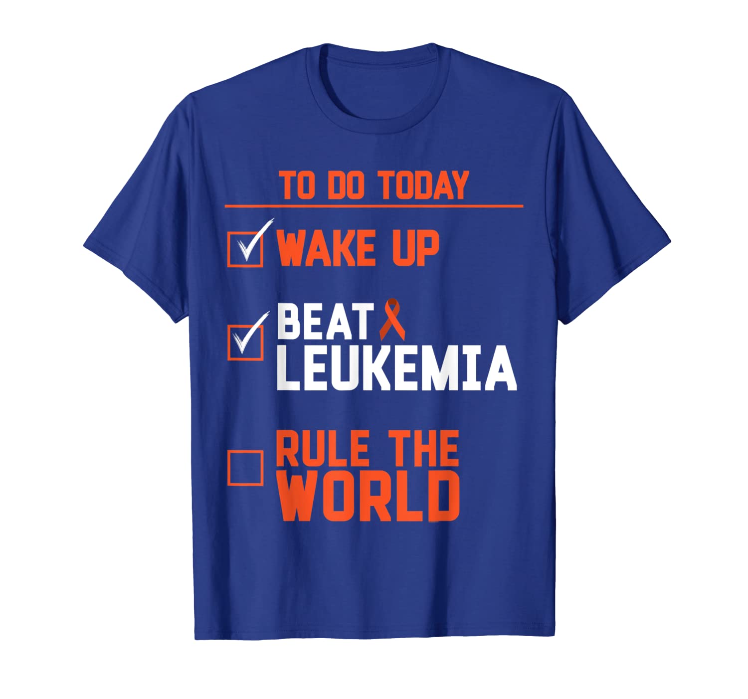 

funny wake up beat leukemia rule the world cancer t-shirt, White;black